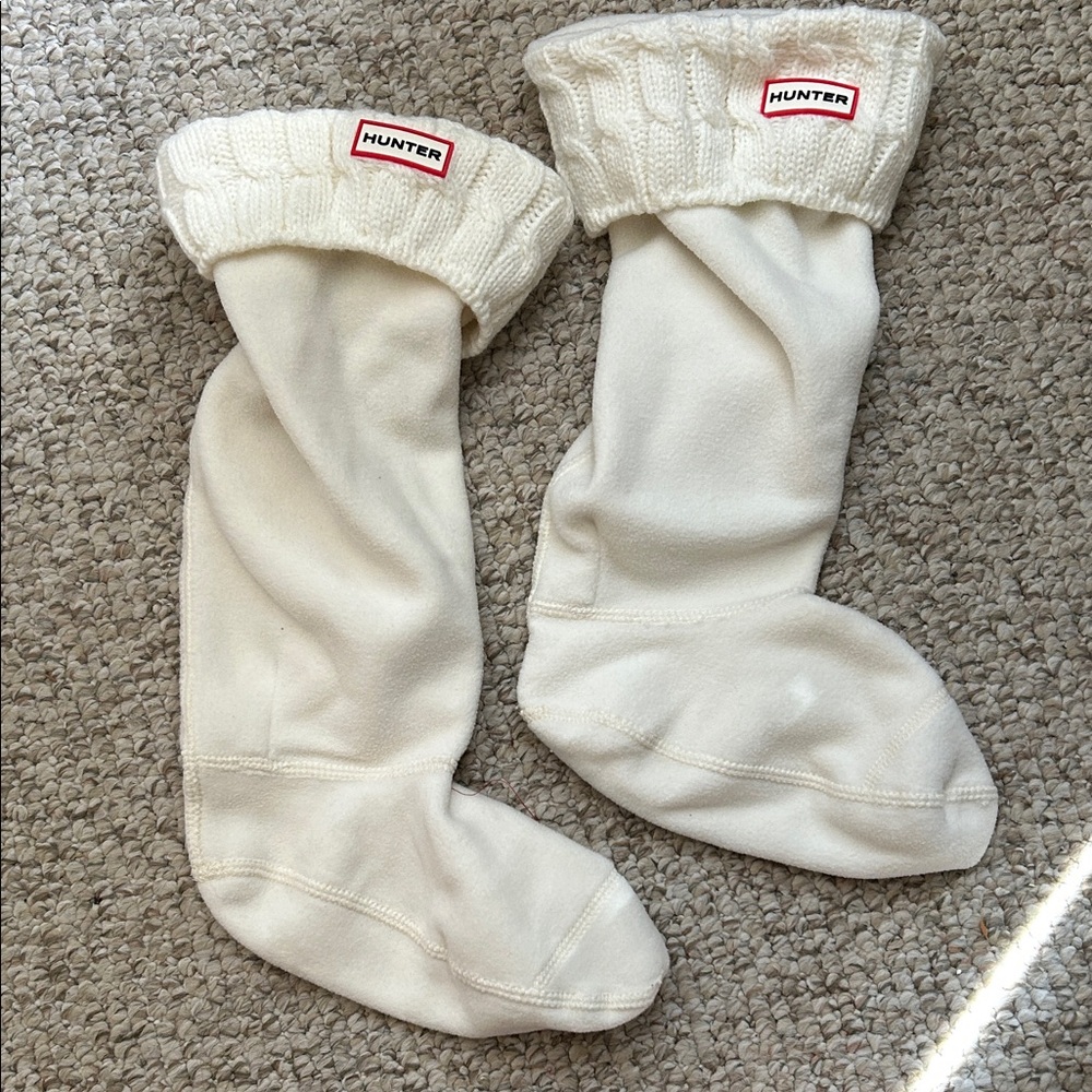 Hunter Cream Women’s Fleece Boot Socks